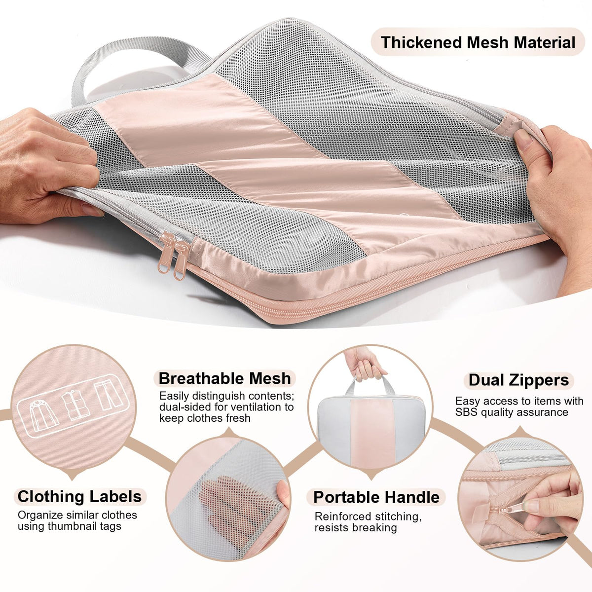 OlarHike 8 Set Compression Packing Cubes for Travel Gifts Mom Women,Luggage Clothes Organizer for Travelers,Airplane/Cruise/Car/Train Travel Essentials,Compressible Expandable Saver Space Bags(Beige)