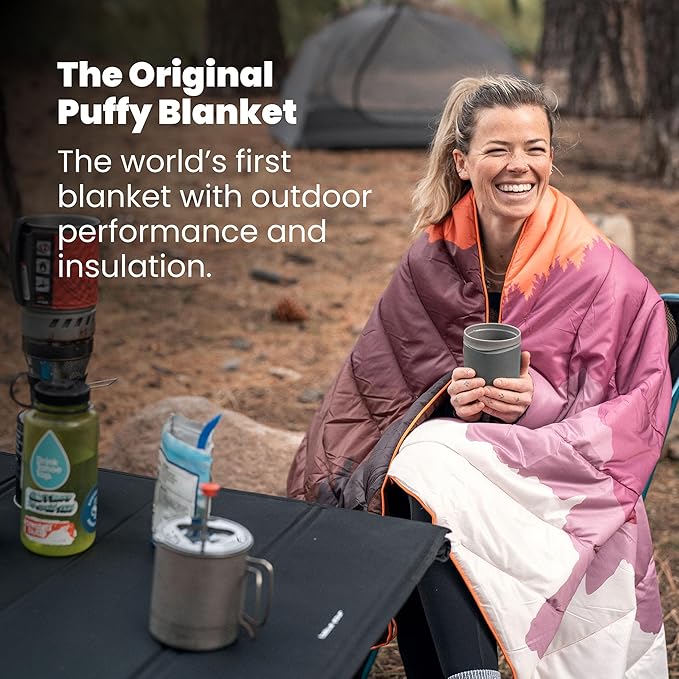Rumpl Original Puffy Blanket - Warm, Water-Resistant Camping Blanket with 100% Recycled Synthetic Insulation, 52"x75", Original Puffy V2, Sedona Saguaro Bandana