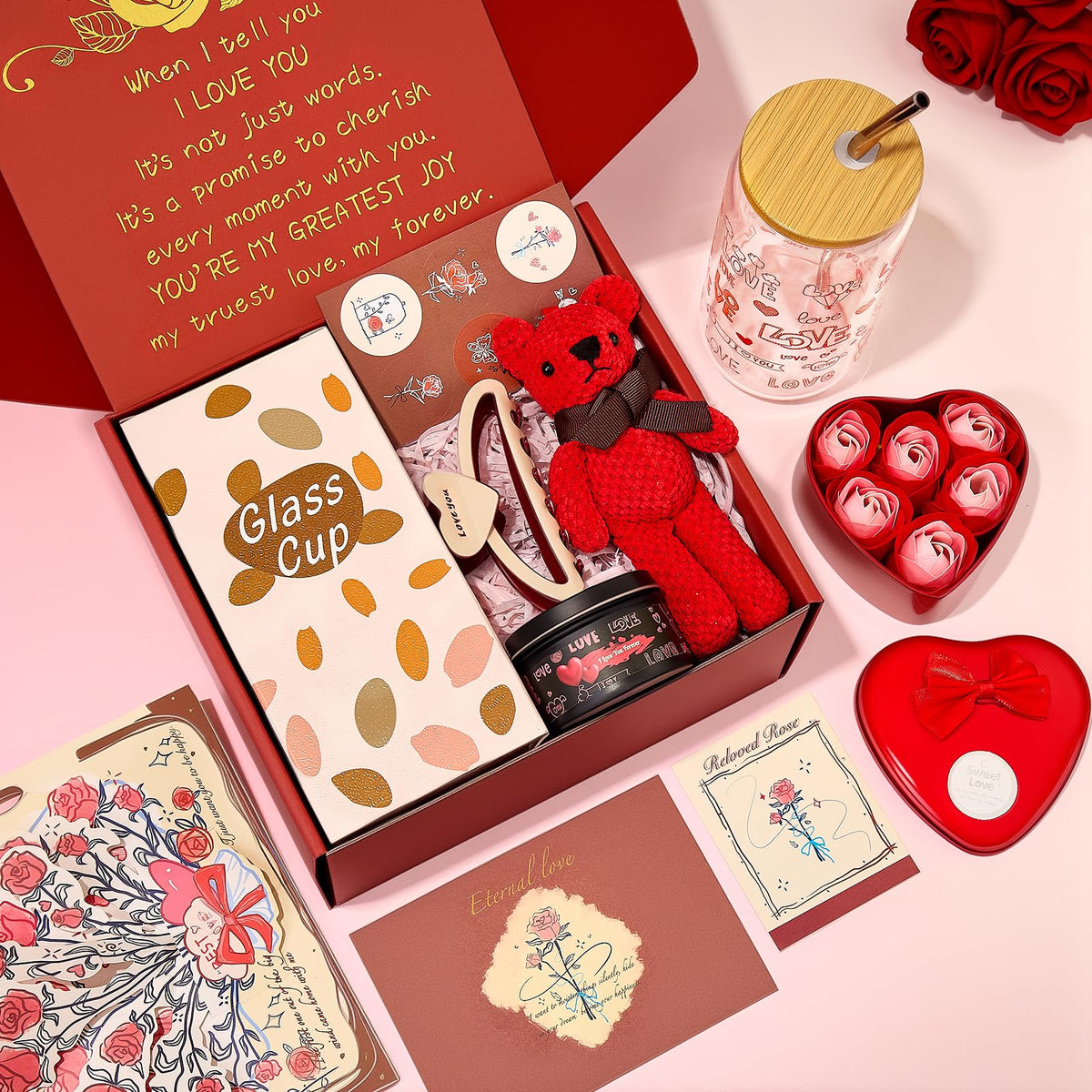 CCAENI Gift Set for Women Gift Basket for Her,Gifts Box for Girlfriend Wife Birthday Gifts for Women Heart-shaped Love Gift Wedding Engagement Anniversary Romantic Gifts