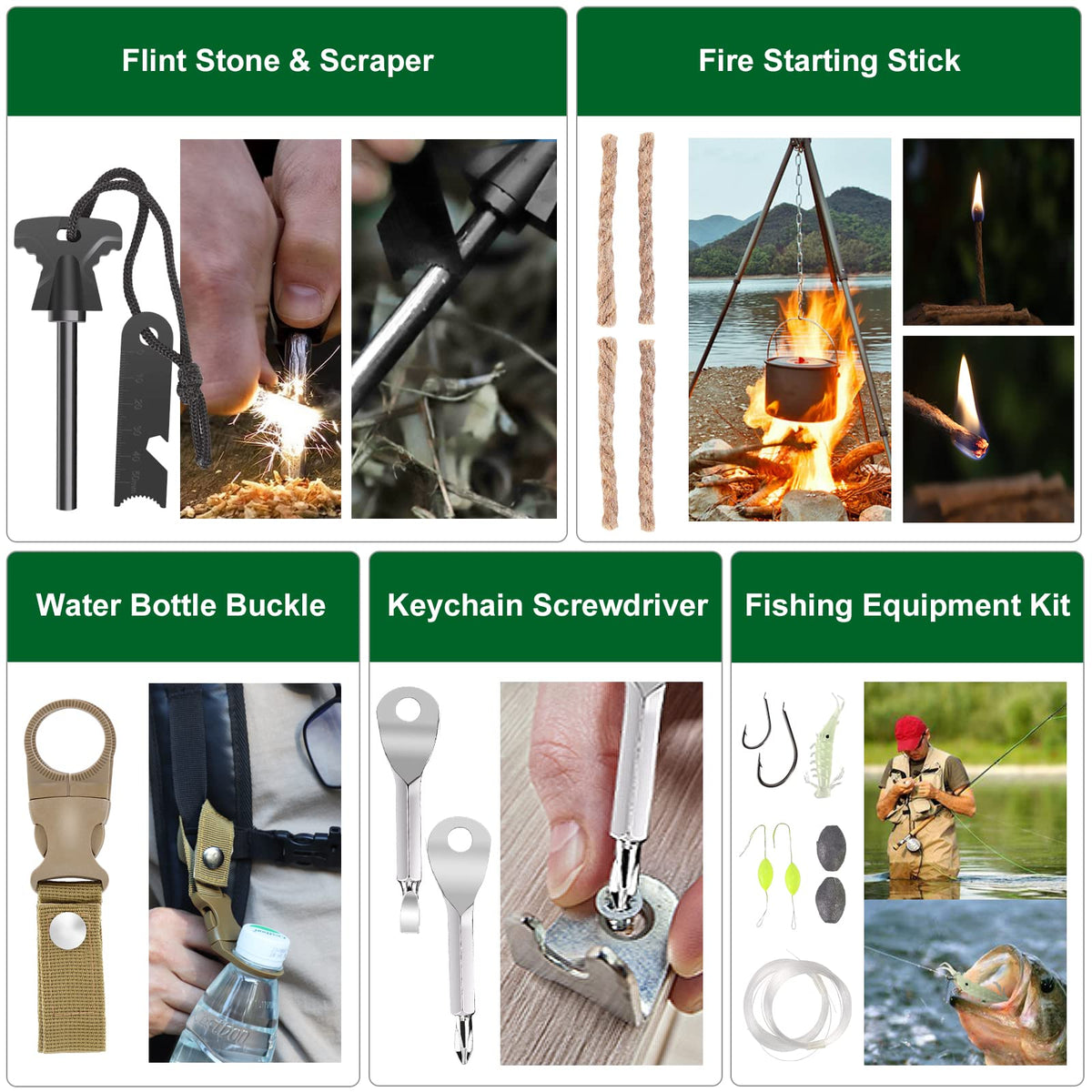 Gifts for Men Dad Christmas Husband Teenage Boy, Survival Kit 28 in 1, Survival Gear Tool Emergency Tactical Equipment Supplies Kits for Families Outdoors Camping Hiking Adventures