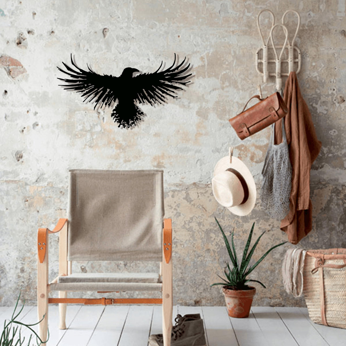 3D Metal Viking Raven Wall Art - Unique Black Crow Decor with Norse Mythology Gothic Waterproof Sculpture for Indoor Outdoor Living Room, Bedroom, Garden Home Decor