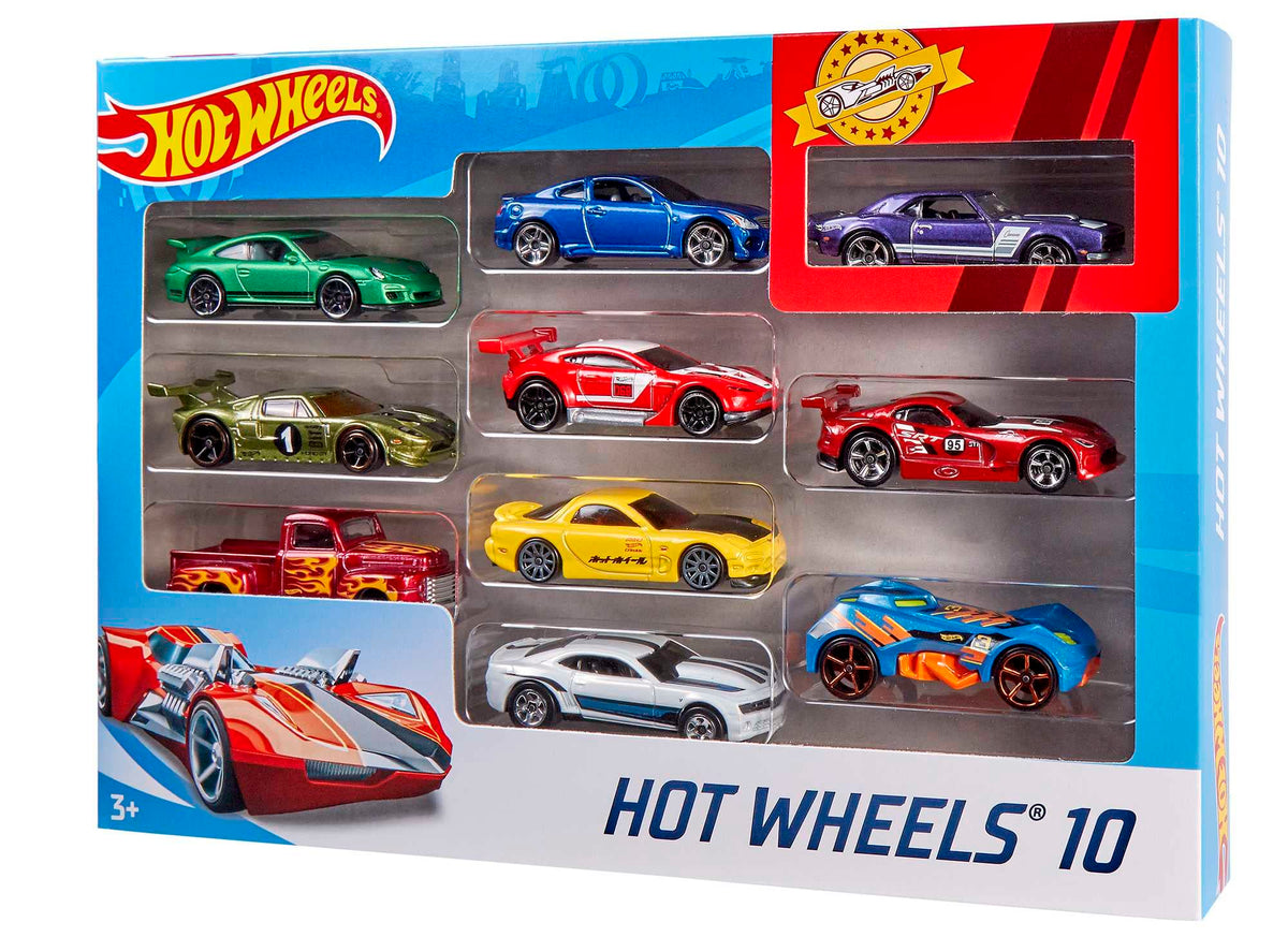 Hot Wheels Set of 10 1:64 Scale Toy Trucks and Cars for Kids and Collectors, Styles May Vary (Amazon Exclusive)