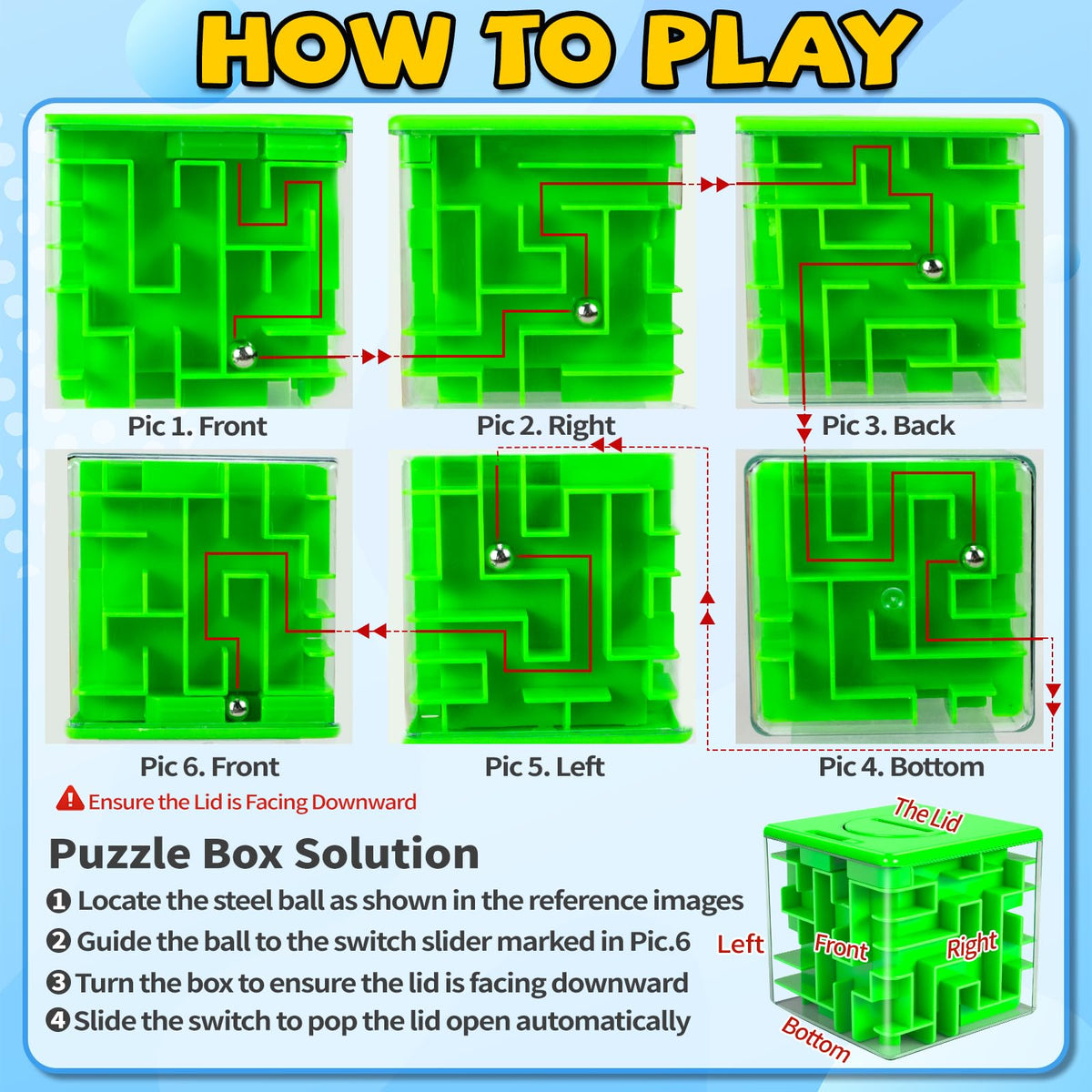 6 Pack Money Maze Puzzle Gift Box, 3D Puzzle Boxes Toy for Money Gift - Maze Magic Cube Toy Brain Teasers for Kids Adults Birthday Party Favors Easter Basket Fillers