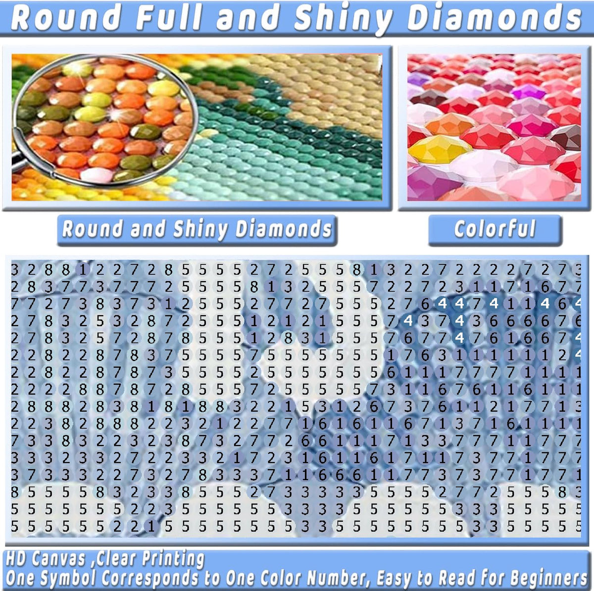 6Pcs Coastal Beachy Diamond Art Kits for Adults Beginners,Full Round Drill 5D DIY Blue Christian Diamond Painting Kits,Paint by Diamonds Dot Gem Art Crystal Easy, Funny Home Wall Decor&Gift-10x12in