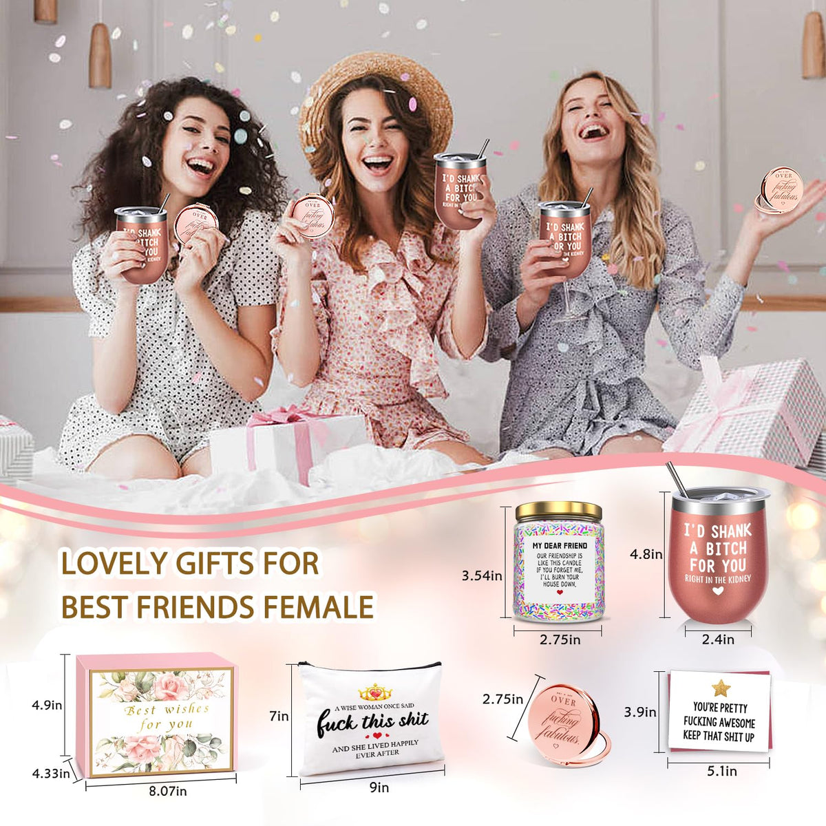 Birthday Gifts for Women Best Friends,Friendship Gifts for Women Her BFF Female Friends Bestie Sister Gift Basket from Sister Lavender Scented Candles 12oz Tumbler