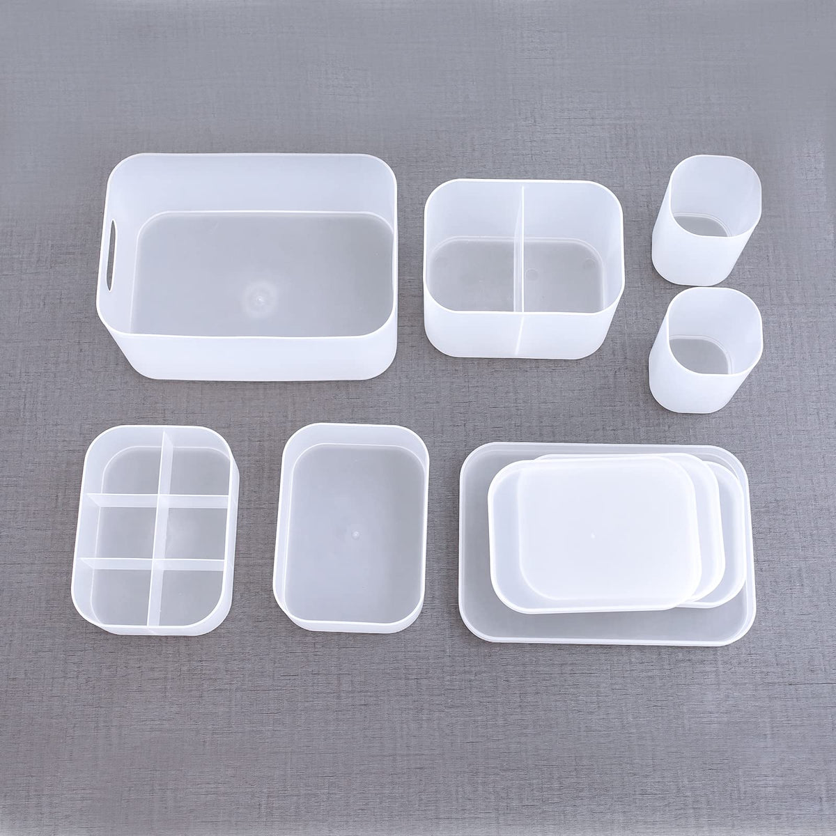 OCHEAL Makeup Organizer Case Set: Stackable Clear Vanity Storage - Multi-size Holder for Makeup, Jewelry, Toiletries