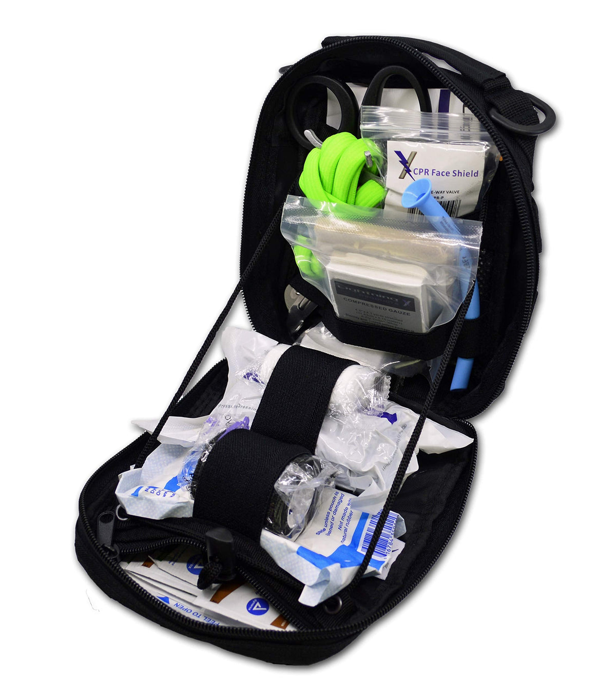 Lightning X Individual First Aid Trauma/Hemorrhage Control Kit in MOLLE IFAK Pouch Value Edition - Black