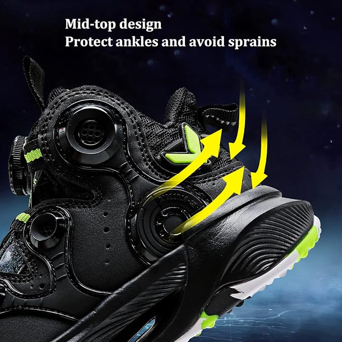 VITUOFLY Kids Basketball Shoes Boys Air Cushion Sneakers Girls Mid Top School Hoops Shoes Non-Slip Outdoor Sports Running Gym Comfortable Durable Little Kid/Big Kid