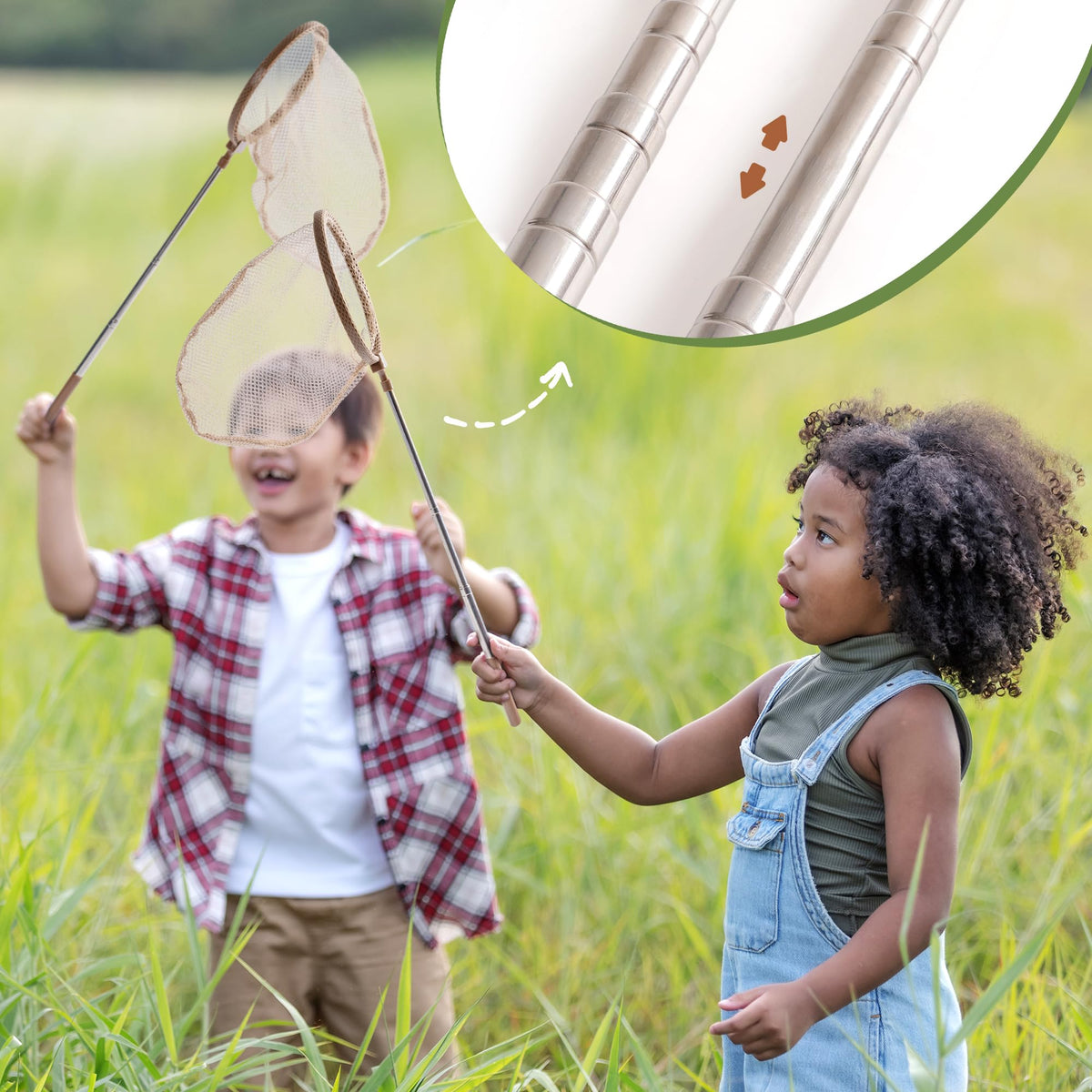 ROBOTIME 2Sets Bug Catcher for Kids, Sturdy Bug Catching Kit with Butterfly Net, Insect Box, Magnifying Glass, Tweezer, Clamp, Cards and Carry Bag, Bug Habitat Outdoor Explorer Kit for Kids 3-12
