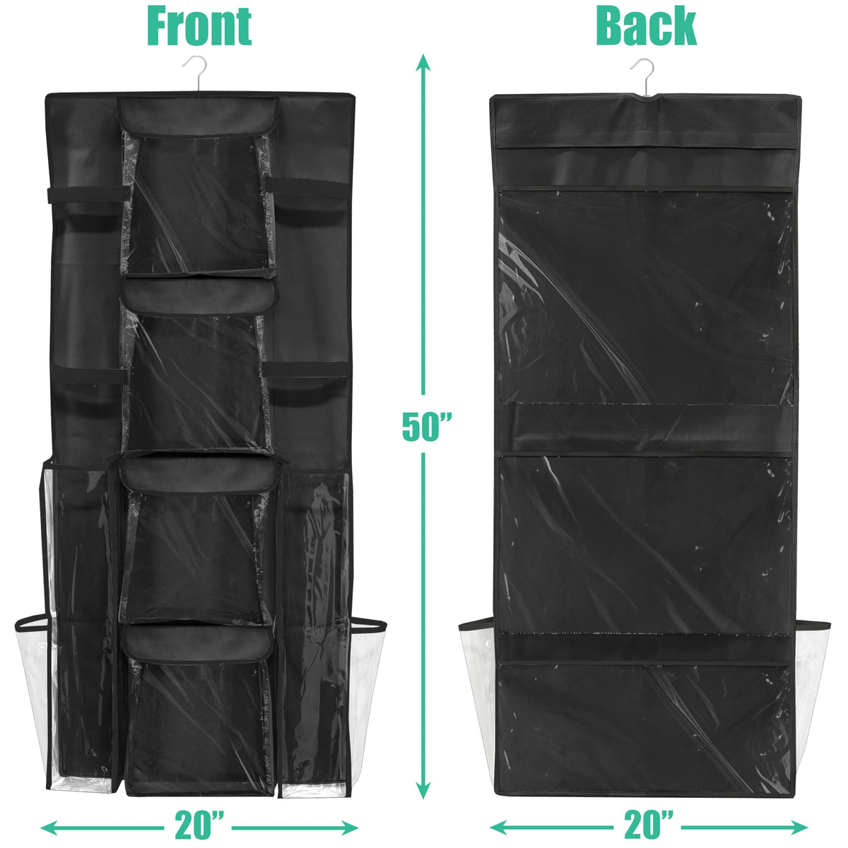 Simple Houseware Double-Sided Hanging Gift Wrap Organizer Storage Pockets, Black (Set of 1)