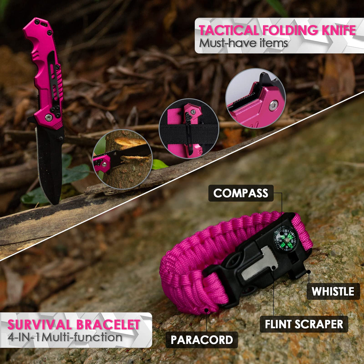 Vioview Emergency Survival Kit and First Aid Kit, Self Defense Kit Safety Kit for Women with Tactical Molle Pouch, Gifts for Women Outdoor Adventure Camping Hiking Hunting
