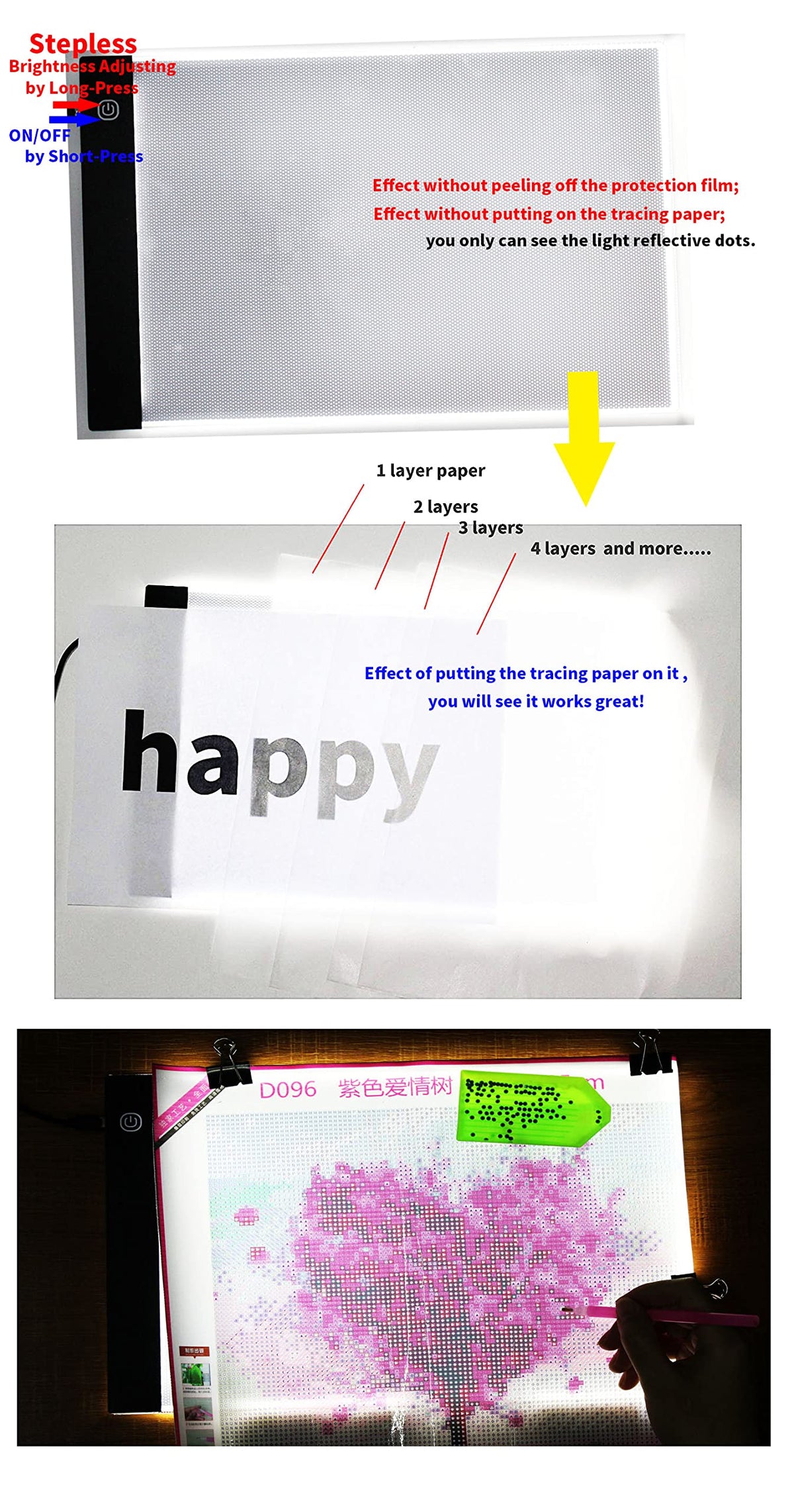 Small A5 Ultra-Thin Portable LED Tracing Light Box Dimmable Tracer Pad Board Universal USB Powered Adjustable Brightness for Artists Drawing Sketching Trace Animation Artcraft 5d Diamond Painting