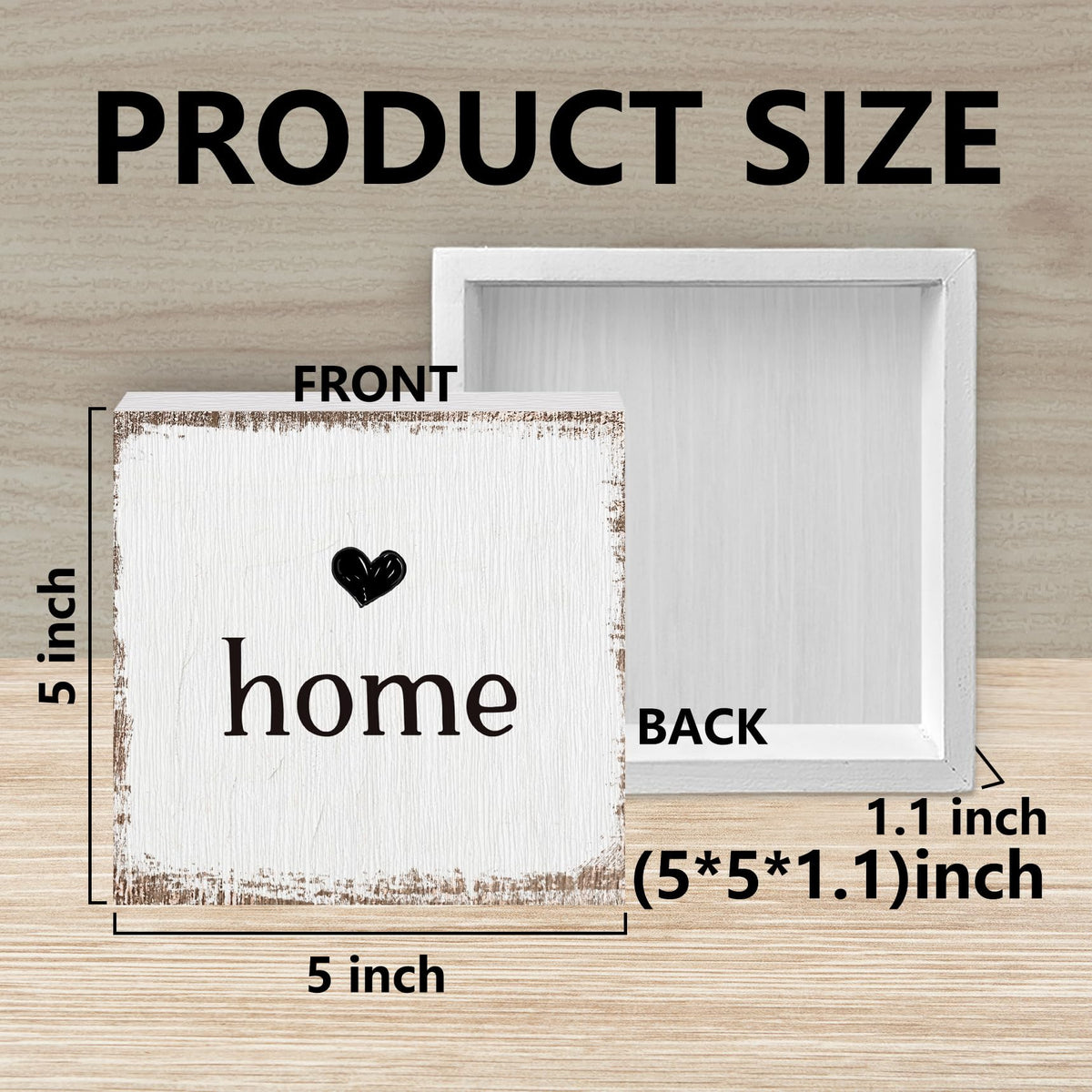 ANIANG Home Sign, Home Signs for House Decor, Welcome Sign, Rustic Farmhouse Desk Decor Wood Block Box Plaque for Living Room Wall Shelf, Housewarming Gifts