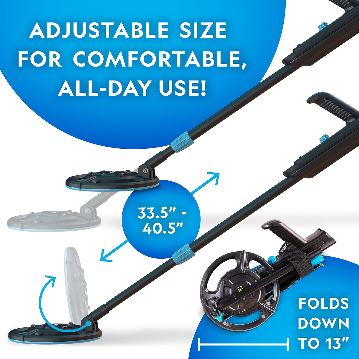 National Geographic Starter Metal Detector Kit for Kids - Kids Metal Detector with 7.4" Waterproof Coil & Trowel, Lightweight Gold Detector, Beach Detecting, Gift for Boys & Girls