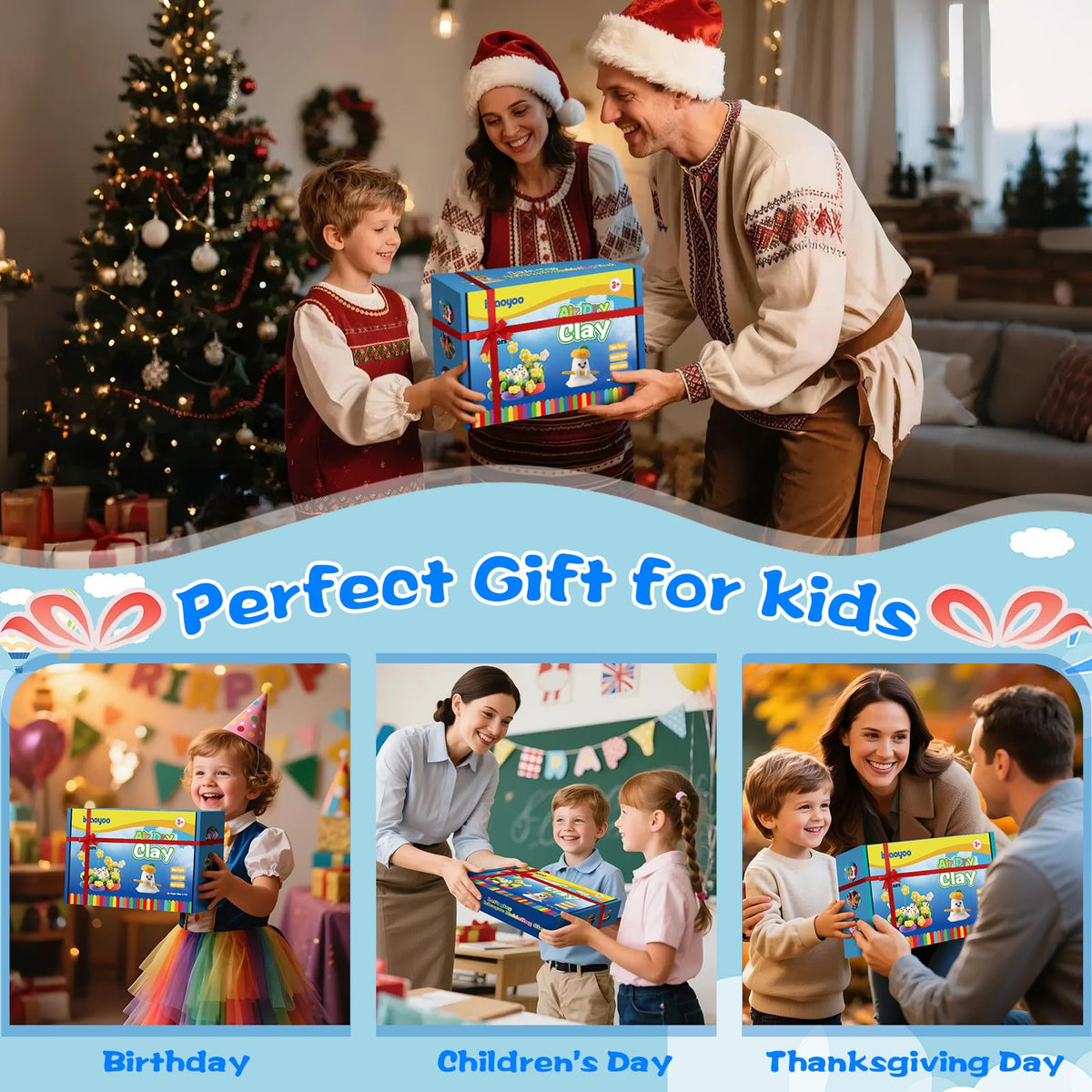 Ixiaoyoo Air Dry Clay for Kids, 158 Colors Modeling Clay Kit, DIY Model Toys with Sculpting Tools, School Arts & Crafts Set, Safe & Non-Toxic, Birthday & Christmas Gifts for Boys Girls Ages 3-12
