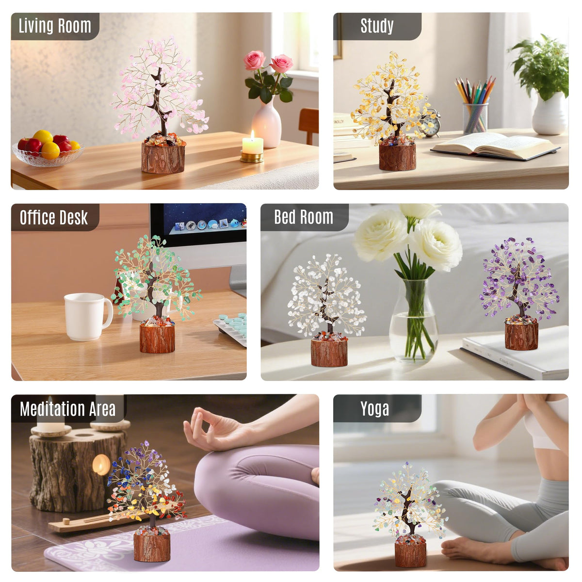 LAIDANLA Fluorite Crystal Tree of Life Positive Energy Good Luck Birthday Gifts Money Feng Shui Reiki Crystals Natural Stones Trees Home Office Desk Decor Meditation Spiritual Gifts for Women Men