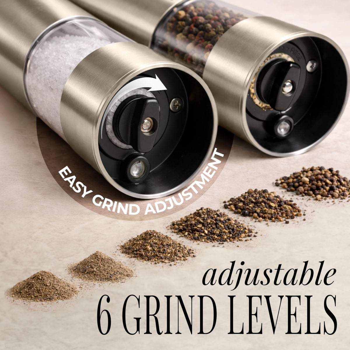 Electric Salt and Pepper Grinder Set Rechargeable – Stainless Steel Salt and Pepper Grinder Set with LED Light, USB Charging, Adjustable Coarseness, Kitchen Gadget Gift for Home Cooks