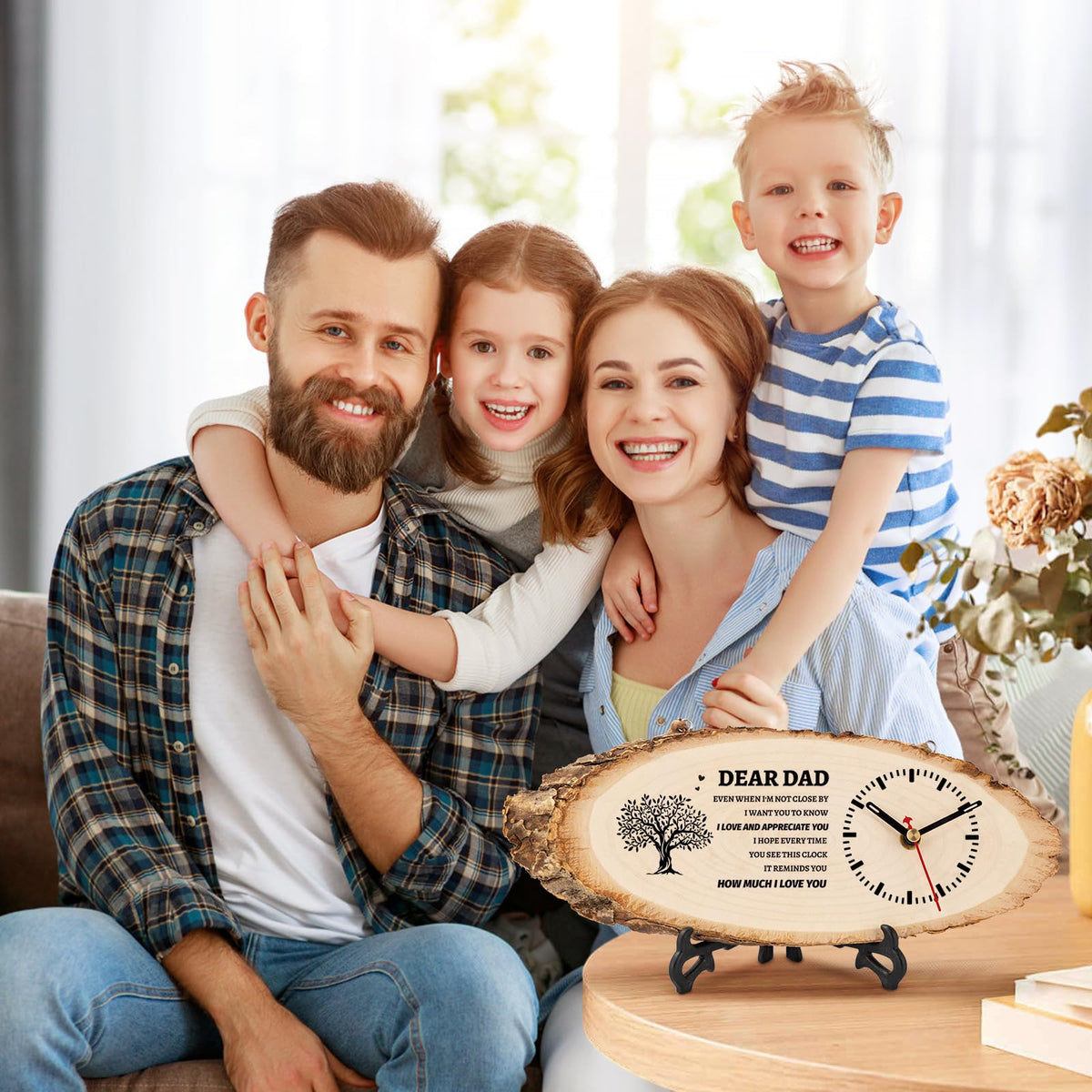 BeauGift Dad Gifts, Wooden Clock Gifts for Dad from Daughter Son Kids, Daddy Birthday Gift Idea for Papa Father Who Wants Nothing, Fathers Day Present from Child to My Dad