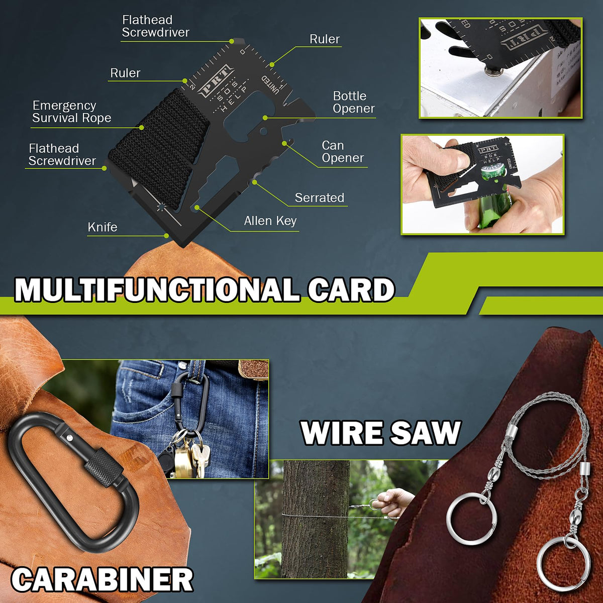 Survival Kit 17 in 1, Survival Gear and Supplies for Adult Teen Men, Survival Case, 2025 Xmas Holiday Surprise Gift for Fishing Hunting Camping Outdoor Adventure Gifts for Men Christmas