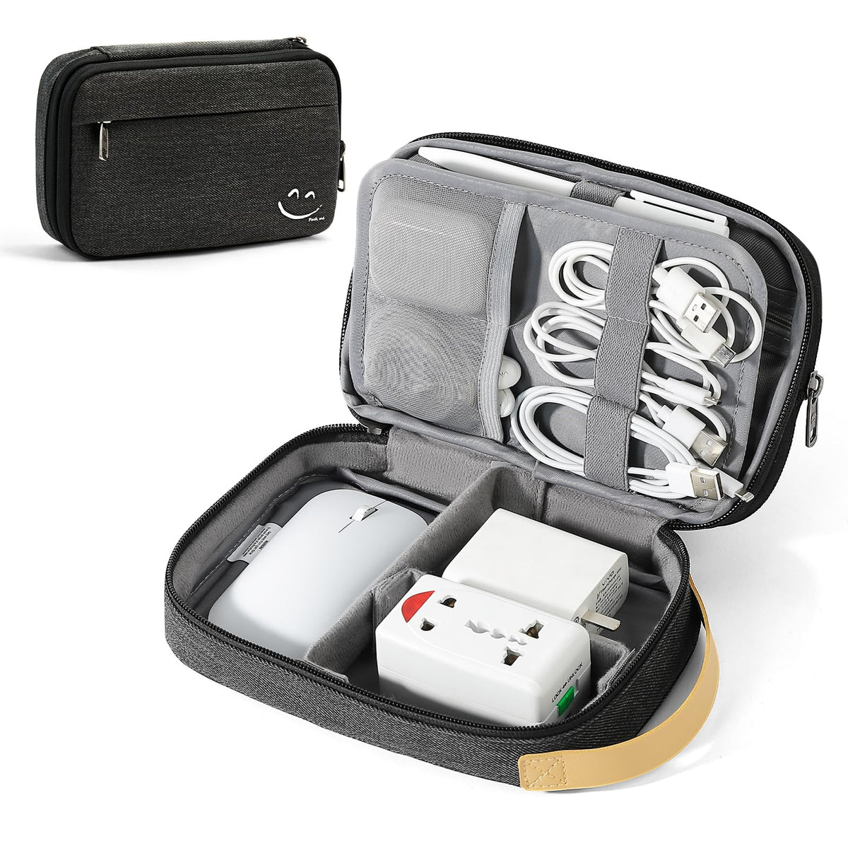 Travelkin Cord Organizer Travel, Electronic Organizer Travel Case, Cable Organizer Bag For Cords,Chargers Phone, Sd Card,Usbs (Black)