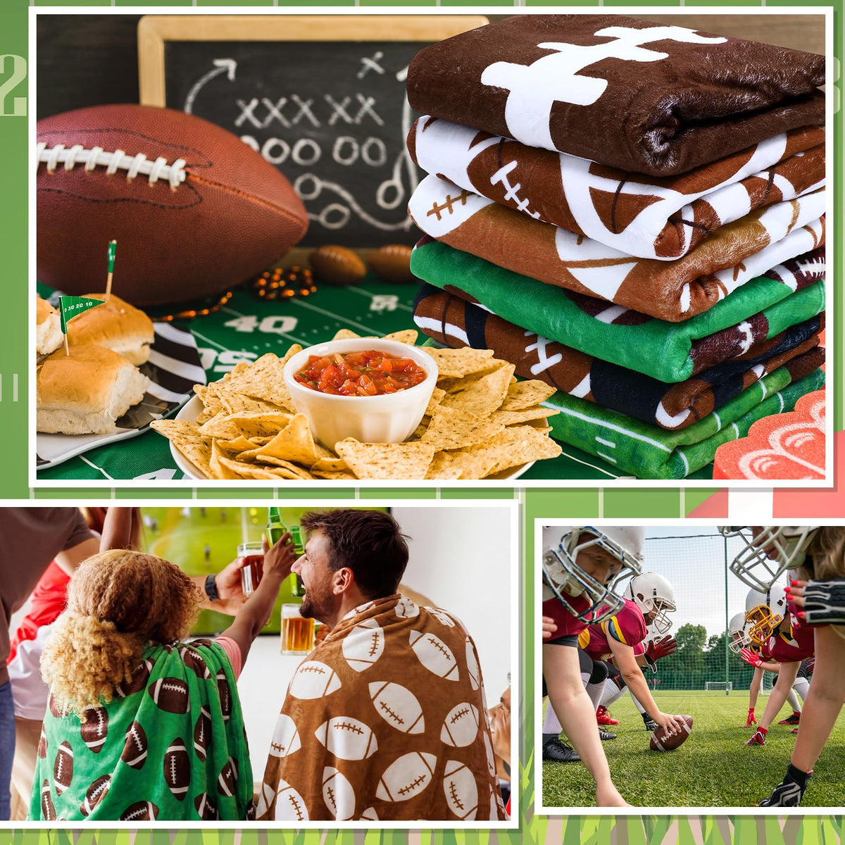 Lumina Garden 6 Pcs Football Throw Blanket Gifts 40 x 60 Inch Cozy Fleece Sports Blanket Bedding for Team Players Sport Lover Bed Sofa Couch Cushion Home Decor