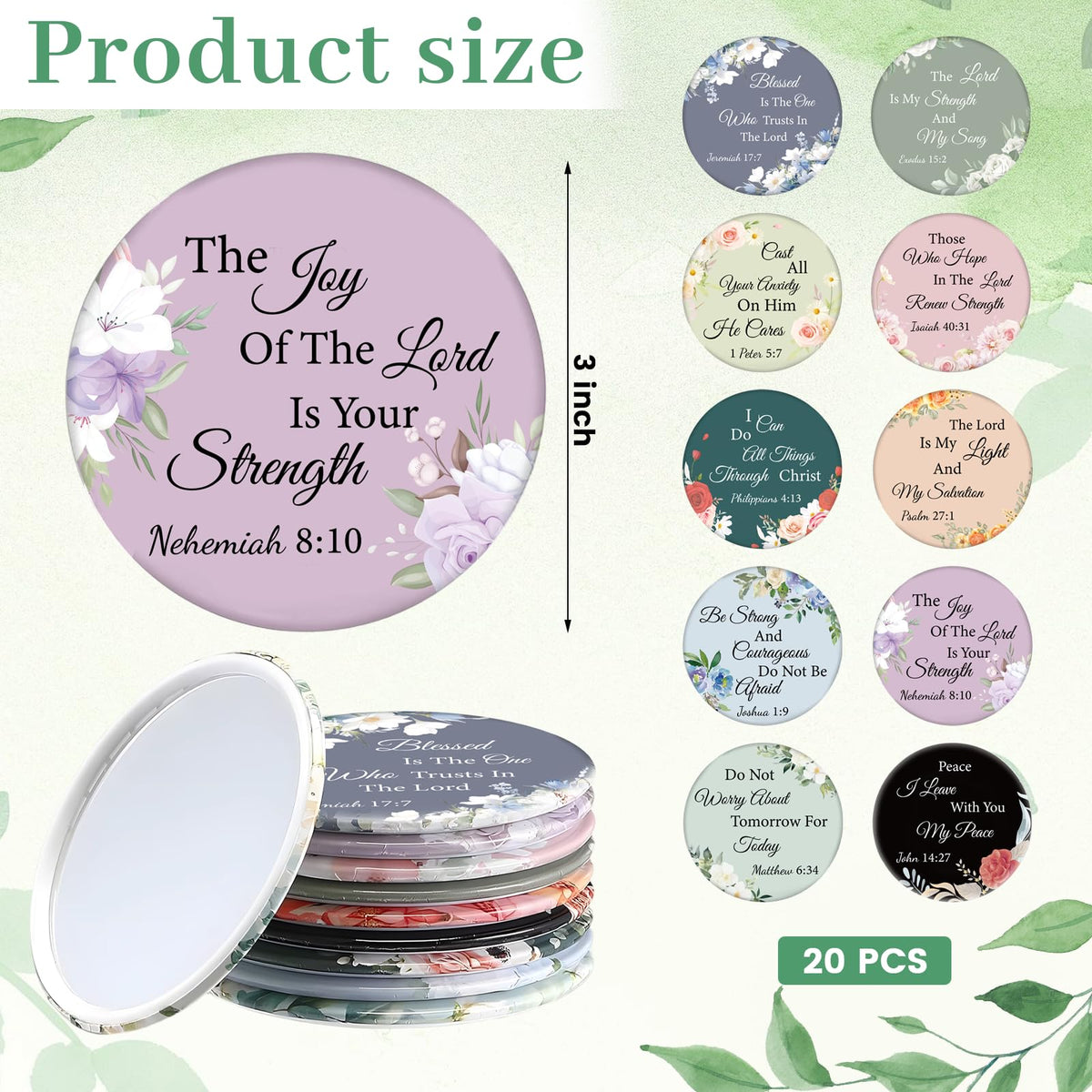 DONQTWAY 60 Pcs Christian Gifts Bulk for Women Christian Gifts Include 20 Bible Verse Canvas Makeup Bags 20 Mini Mirror 20 Bible Inspirational Keychains for Church Women Mother Appreciation Supplies