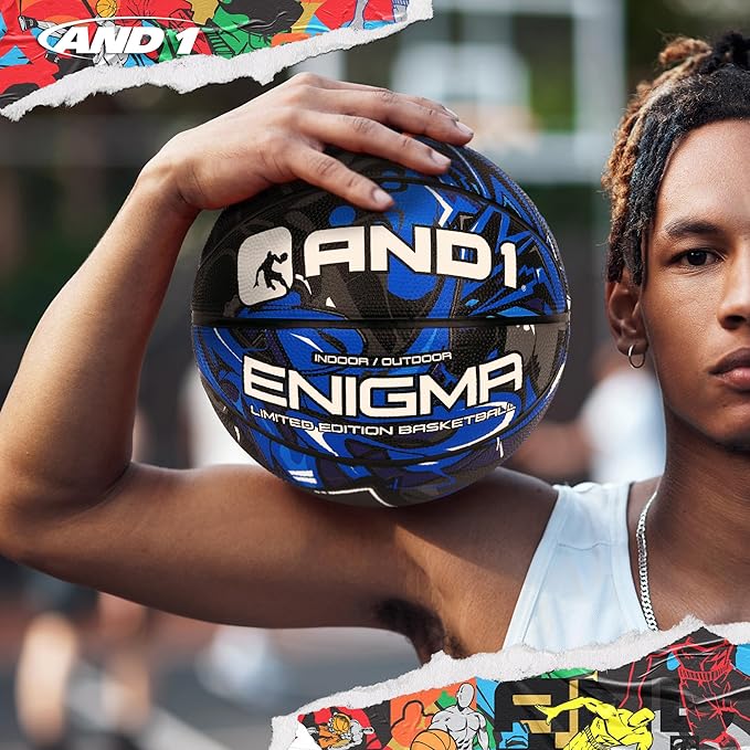 AND1 Enigma Basketball - Streetball for Indoor and Outdoor Use, Deep Channel Construction and Durability