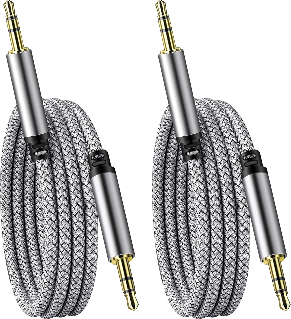 SAISN 3.5mm 2 Pack 3ft Audio Aux Cable - Nylon Braided Hi-Fi Stereo Audio TRS Cable for Car Home Stereos, Headphones