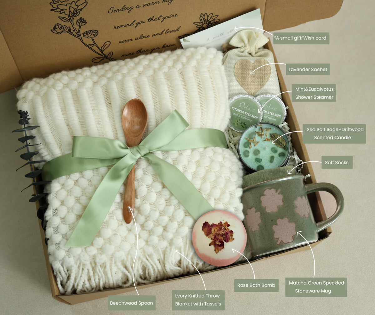 CASTATEO Get Well Soon Gift Baskets for Women -Self Care Package, After Surgery Recovery, Sympathy Gift/Farewell Gift.Thinking of You//Grief/Bereavement/Miscarriage Gifts for Women(Matcha Green)