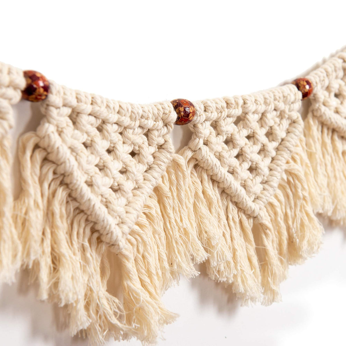 Eiyye Handmade Wall Hanging Fringe Panels Garland Banner Woven Tapestry Cotton Crochet Decor Macrame Bohemian Art Decor (7-flag x2)