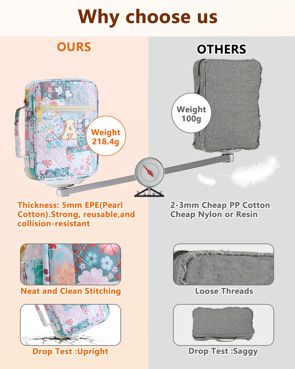Oterri Bible Cover Case For Women, Large Bible Cover With Bible Study Supplies Accessories, Quilted Soft Bible Tote Bags Church,Classroom,Campus,Neighborhood Association (Flower Quilt-A, Large)