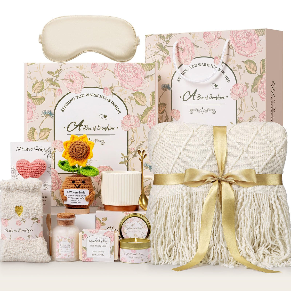 Birthday Gifts for Women, Self Care Gift Basket for Her, Thinking of You Care Package, Get Well Soon Gift Set for Best Friend, Sister, Mom, Wife, Coworker