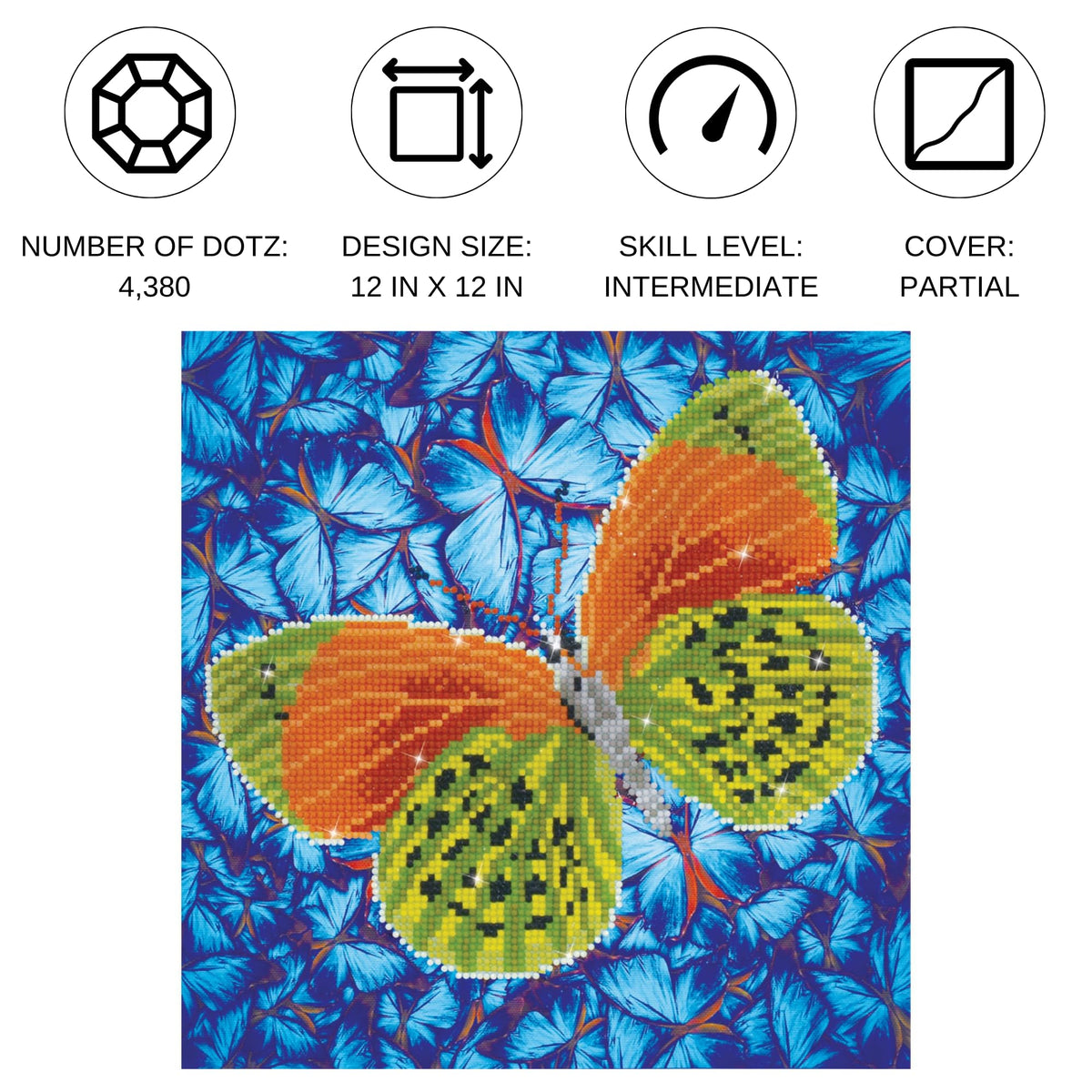 DIAMOND DOTZ Flutterby Earth Diamond Painting Kits for Adults - Diamond Art Kits a Relaxing Creative Craft Kit with Dotz Gems 12x12