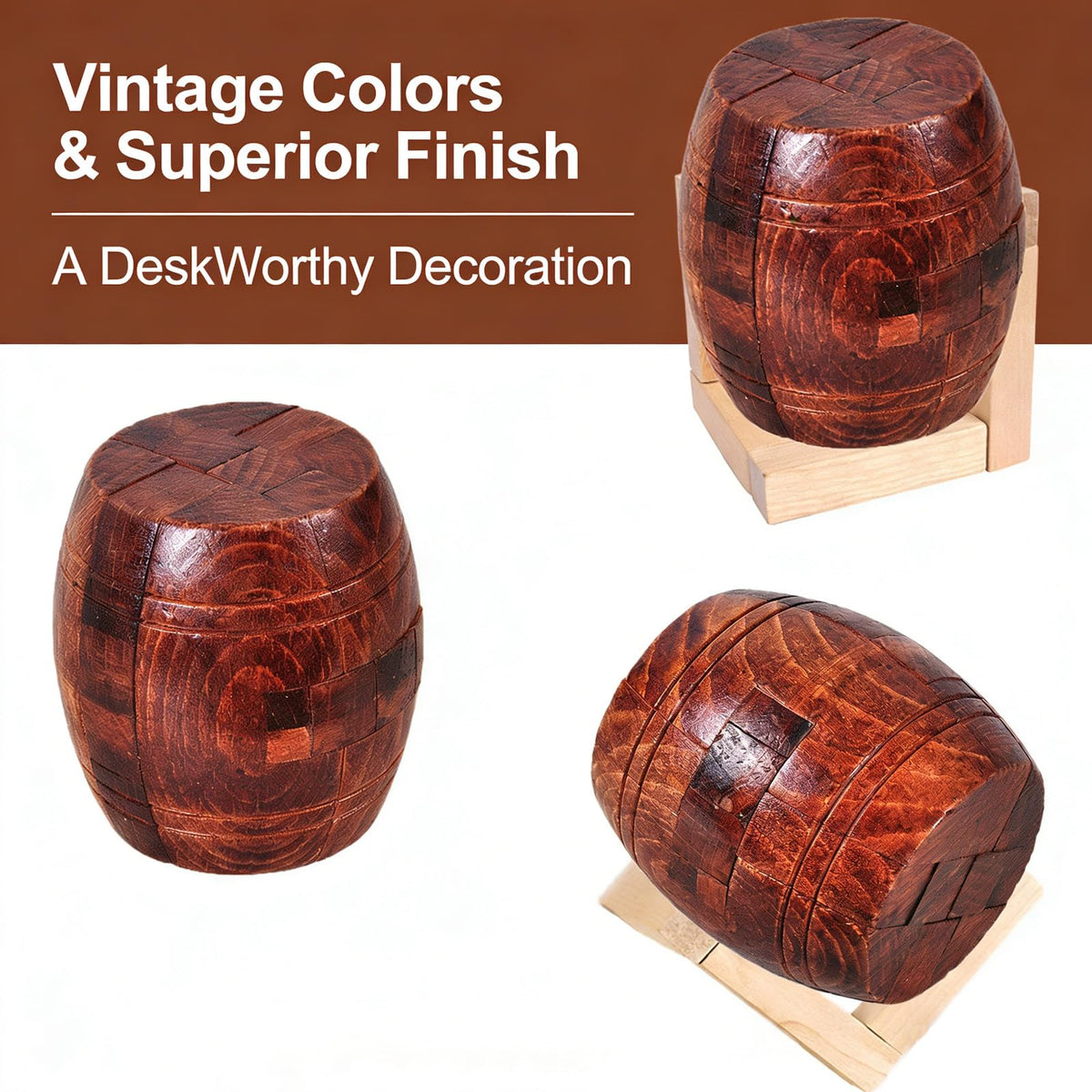 RICHOOSE Wooden Brain Teaser Puzzles for Adults - Challenging 3D IQ Logic Games for Teens 14+, Stress Relief Desk Toys & Office Decor, Unique Gifts for Men, Women, Seniors (Barrel)