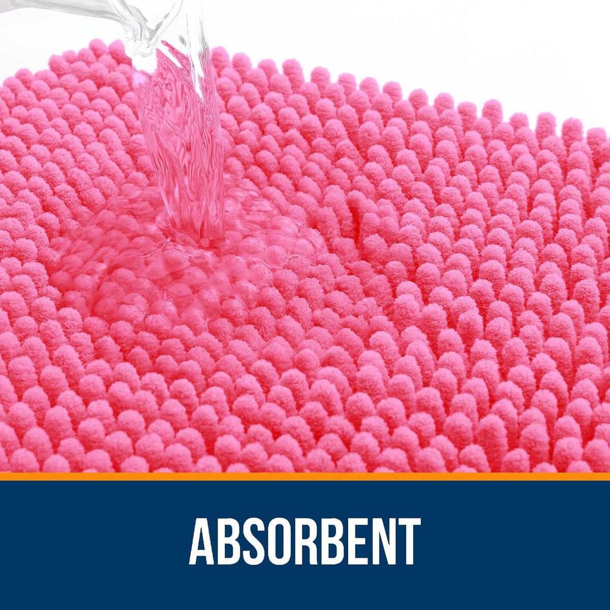 OLANLY Bathroom Runner Rugs - Soft Absorbent Chenille Bath Mats | Quick Dry, Machine Washable, 47x24, Hot Pink