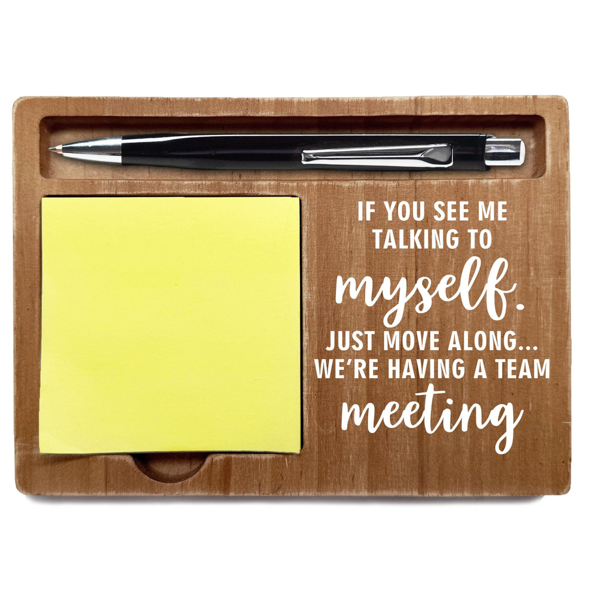 If You See Me Talking to Myself Decor Gift, Wooden Desk Note Pen Holder, Inspirational Quotes Office Desk Decor, Thank You Teachers Day Gifts for Colleague Family Friends-A06