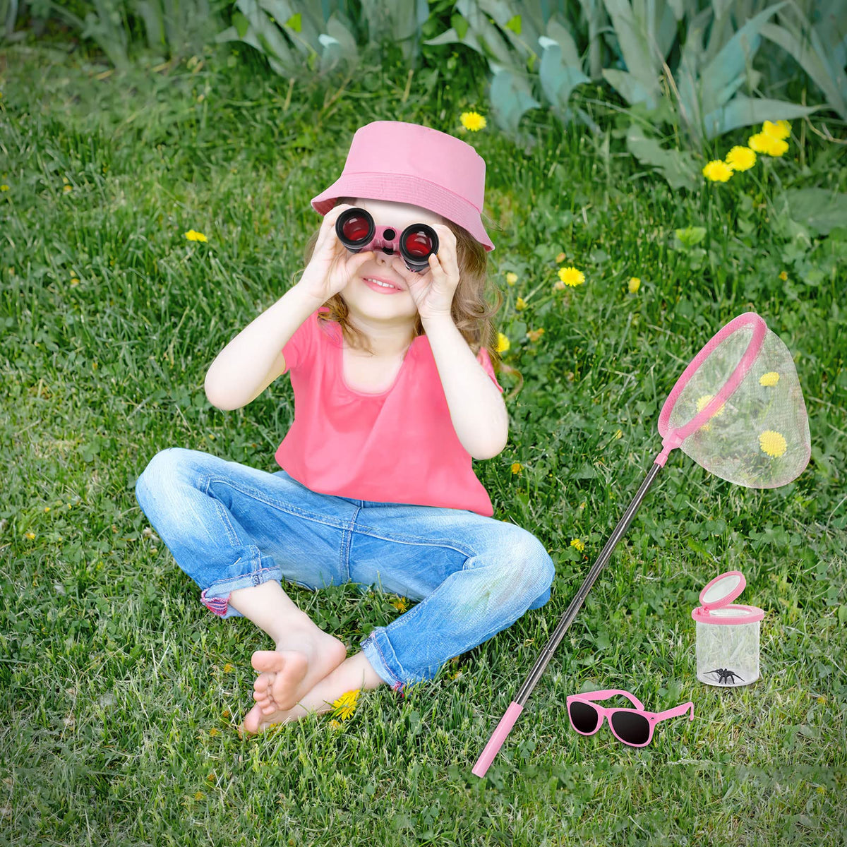 GIFTINBOX Bug Catcher Kit for Kids - Outdoor Explorer Toys Set for Kid - Bug Catching Kits with Binoculars Nature Adventure Toy for Girls Boys - Toddler Exploration Gifts for Girl 3-12 Years Old
