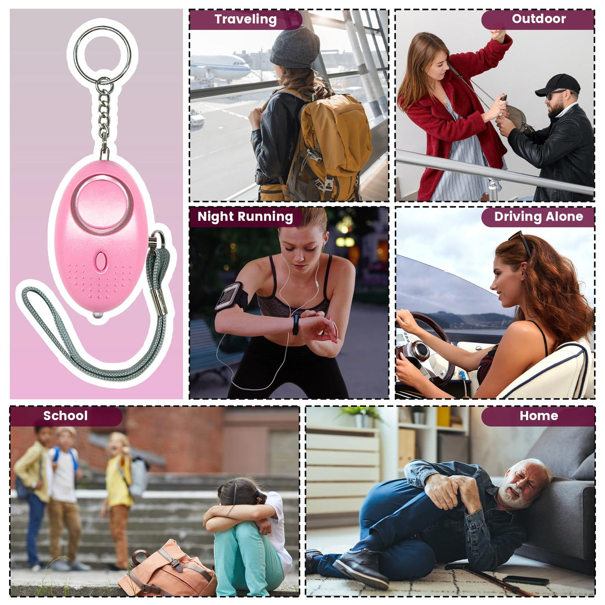 Jsngbse Safety Keychain Set for Women, Wristlet Keychain for Women with Bottle Opener, Card Holder, Wristlet Strap, Whistle, Travel Bottle Holder, Bracelet Safety Keychains for Accessories Kit