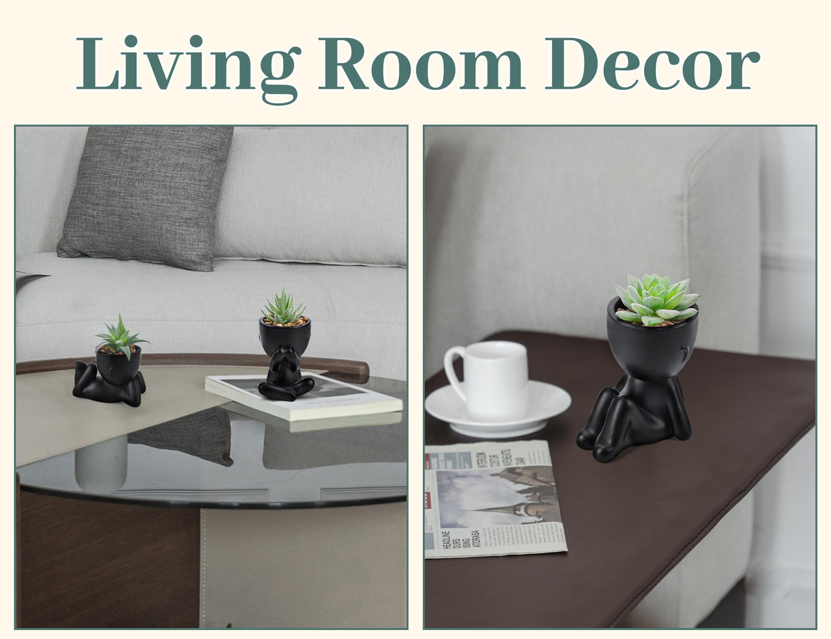 Der Rose 3pcs Fake Succulents Plants Artificial for Black Bathroom Bedroom Home Living Room Halloween Decor Aesthetic Indoor