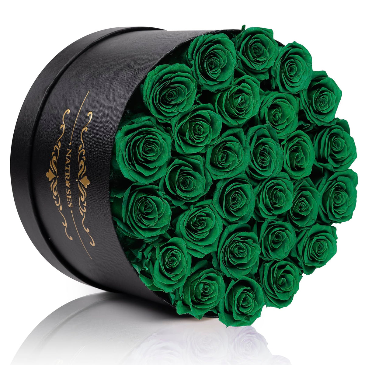 NATROSES Gifts for Her 27 Piece Forever Preserved Roses in a Box, Preserved Flowers for Delivery Birthday, Flowers Gifts for Mothers Day, Forest Green