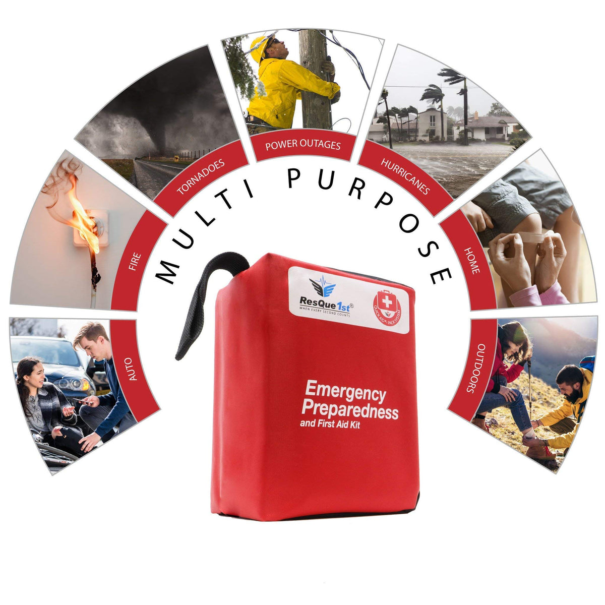 Travel-First Aid-Kit Car-Home 180 Piece Survival-Kit Outdoor-Adventure - Full Portable Emergency Essential - Hiking Camping Medical Aid Survival Camping FAK