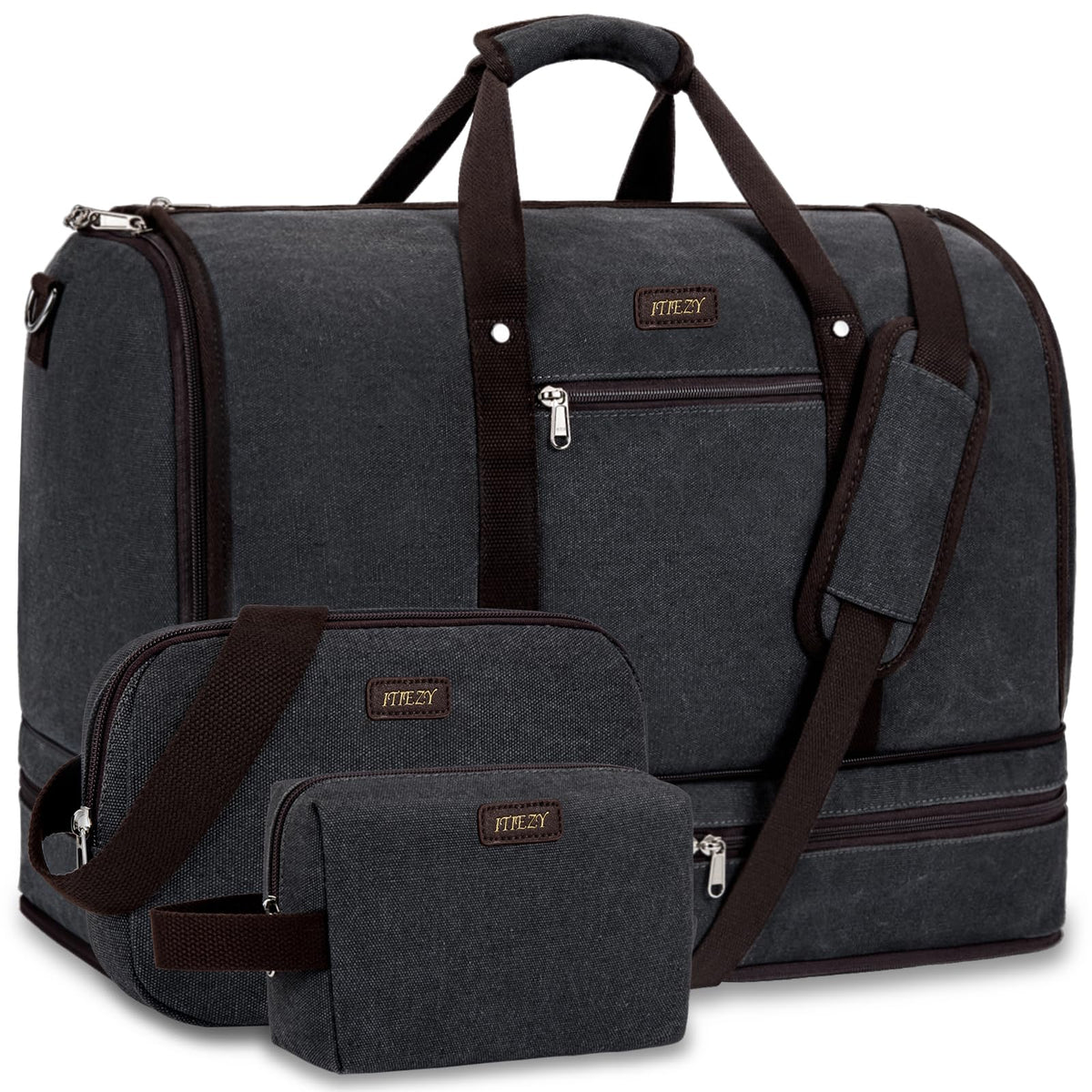 Garment Duffle Bag for Travel - Convertible Carry on Garments Duffel Bags Travel Bag for Women Men Large Weekender Bag with Shoes Compartment 3 in 1 Hanging Clothes Suit Dress Bag 3pcs Set