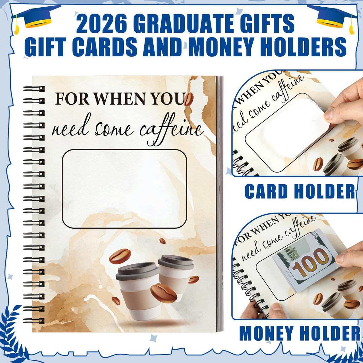 Zhanmai College Gift Card Book 7 x 5 Inch Graduation Gift Card Book 2026 College Survival Booklet Organizer Leaving Home High University School Birthday Care Package Cash Holder(Congrats Grad)