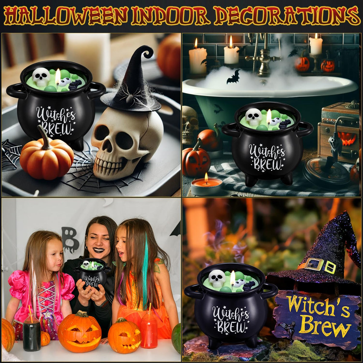 Kederwa Boo Basket Stuffers for Women, Halloween Boo Basket Gifts 14OZ Witch Brew Scented Candle Up to 60 Hours Burn Time Boo Basket Gifts for Girls