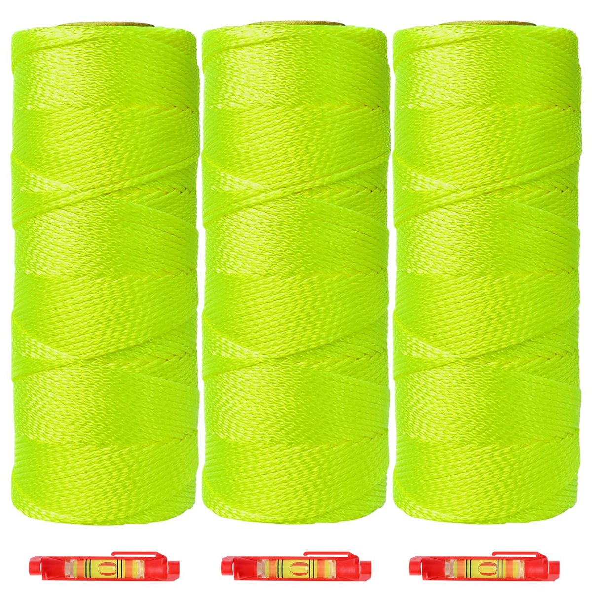 BSRHOME Mason Line String Line 3 Pcs,600 Ft Length Nylon Twine,18 Braided Nylon String for Gardening Or Masonry Tools,Twine String for Gardening,Yellow