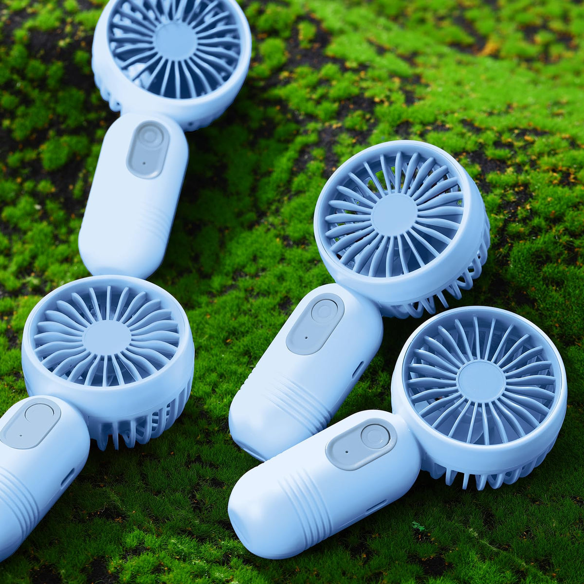 Rossesay 6 Pcs Mini Portable Fan Bulk Cute Handheld Lightweight Small Little Personal Hand Eyelash Fan 3 Speeds USB Rechargeable for Women Men Indoor Outdoor Makeup Travel (Blue)