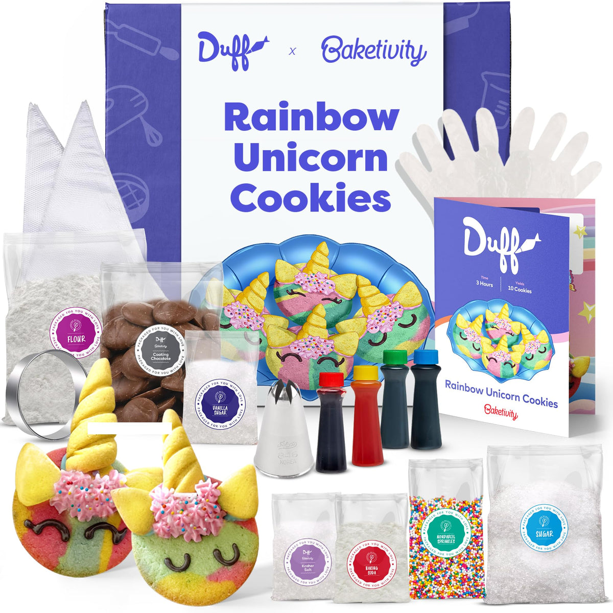 Baketivity x Duff Goldman Unicorn Cookies - Kids Baking Kit - Cooking Kits with Premeasured Ingredients, Decorating Supplies, STEM Activities - Kids Baking Sets for Girls, Boys Ages 6-12