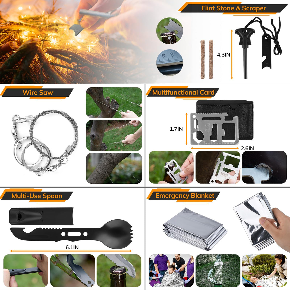 Survival Kit, 250pcs Survival Tools Tactical Gear and Trauma Bag, Survival First Aid Kit with Molle Crossbody Bag & Emergency Tent for Earthquake, Bug Out, Outdoor Adventure, Gifts for Christmas Men