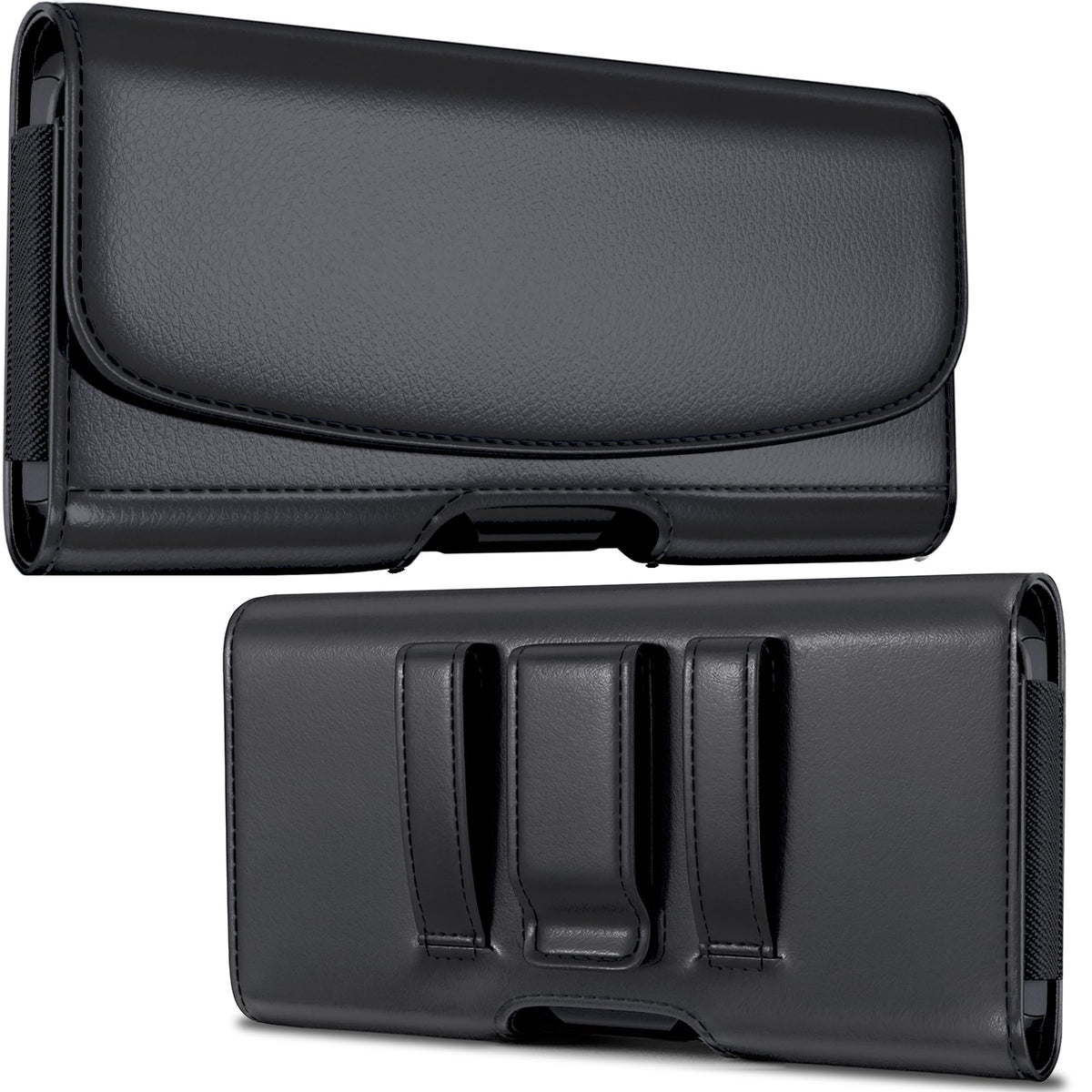 Meilib Cell Phone Case for Samsung Galaxy S26 S25 S24 S23 S22 S21 5G, Premium Holster with Belt Clip for Men, ID Card Magnetic Pouch, Black