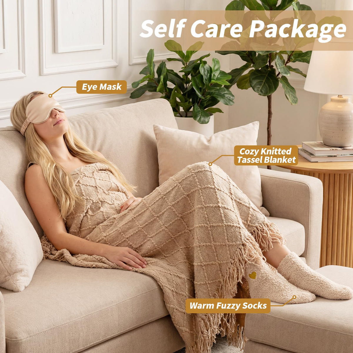 YEERSWAG Birthday Gifts for Women, Self Care Package Unique Happy Birthday Basket for Her Mom Best Friends Wife Sister Boss, Get Well Soon Gift Baskets Spa Care Relaxation Sets, Khaki